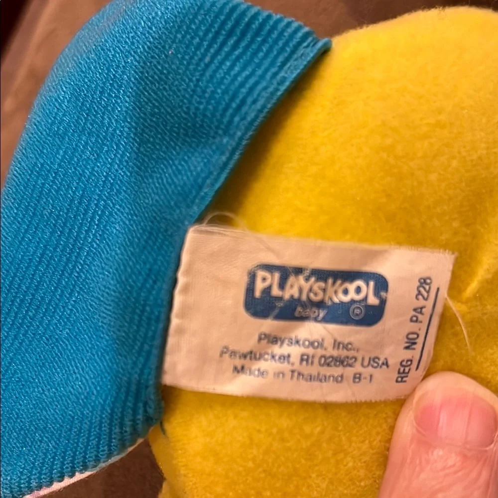 Vintage Playskool Touch ‘ems plush peak a boo squeaker Elephant and ball rattle